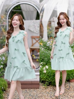 Bow me softly dress : สีเขียว