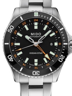 MIDO OCEAN STAR GMT รุ่น M026.629.11.051.01 (สแตนเลส หน้าดำ) เครื่องประกันศูนย์ไทย