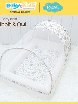 Idawin Nest Mattress ที่นอนรังนกสำหรับเด็กแรกเกิด พร้อมมุ้ง วัสดุฟองน้ำ ลาย Ribbit&Owl