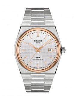 TISSOT PRX POWERMATIC 80 รุ่น T137.407.21.031.00 (หน้าสีเงิน ขอบ Rosegold) เครื่องประกันศูนย์ไทย