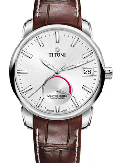 TITONI MASTER SERIES Power Reserve รุ่น 94388 S-ST-578 (หน้าขาว Sunray สายหนัง) ประกันศูนย์ไทย