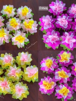 กระดาษสาห่อเหรียญ เซ็ทดอกบัว (5ชั้น)