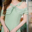 Fay Off-Shoulder Maxi Dress – Pastel Green สีเขียว