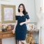Natzy Lace Open Shoulder Dress – สีกรม