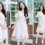 Nametha Sweet Off-shoulder Dress : สีขาว