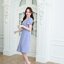 Feisty Flare Dress เดรสอกจีบเดรปแขนกลีบบัว : สีฟ้าคราม