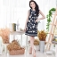 Floral embroidery Dress on Navy
