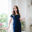 Milada Open Shoulder Dress – สีกรม