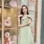 Esme Ruffle Dress : เดรสเว้าไหล่สีเขียวมัทฉะ
