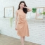 **เหลือแต่ M** Silvia Drapery Satin Dress : สีน้ำตาลทอง