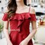 Kathy Off Shoulder Dress – สีแดงเลือดหมู