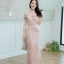 Thea Twist Silk Satin Maxi Dress – Rose Gold : สีทองอมชมพู