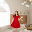 Peony Fang Puff Dress : สีแดง