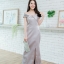 Thea Twist Silk Satin Maxi Dress – Silver : สีเงิน