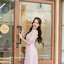 Eve - 3D Floret Midi Dress : สีชมพู [Made by Pastel Time]