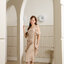 Serene Flutter Sleeve Midi Dress : สีแชมเปญ