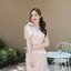 Dacia Bow Shoulder Dress – สีครีม