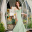 Fay Off-Shoulder Maxi Dress – Pastel Green สีเขียว