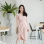 Fancille Drapery Satin Dress – Pink Champagne สีชมพูแชมเปญ
