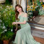 Fay Off-Shoulder Maxi Dress – Pastel Green สีเขียว
