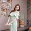 Kristen off-shoulder dress : สีเขียวมัทฉะ [Made by Pastel Time]