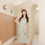 Serene Flutter Sleeve Midi Dress : สีเขียว