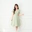 Feisty Flare Dress เดรสอกจีบเดรปแขนกลีบบัว : สีเขียวมัทฉะ