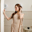 Serene Flutter Sleeve Midi Dress : สีแชมเปญ