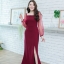 Lora Maxi Dress – สีแดงเลือดหมู