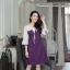 Minako Two Tone Dress – สีม่วงเปลือกมังคุด