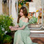 Fay Off-Shoulder Maxi Dress – Pastel Green สีเขียว