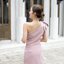 Stacey one-shoulder dress : สีชมพู [Made by Pastel Time]