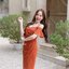 Celestia off-shoulder dress : สีส้มอิฐ [Made by Pastel Time]