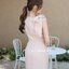 Dacia Bow Shoulder Dress – สีครีม
