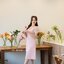Eve - 3D Floret Midi Dress : สีชมพู [Made by Pastel Time]