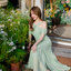 Fay Off-Shoulder Maxi Dress – Pastel Green สีเขียว