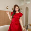 Peony Fang Puff Dress : สีแดง