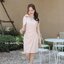 Dacia Bow Shoulder Dress – สีครีม