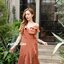 Nella Ruffle Shoulder Dress - สีน้ำตาลอมส้ม