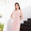 Dacia Bow Shoulder Dress – สีชมพู
