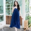 Veronika Pleat Dress – Navy สีกรม