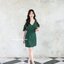 Elle Off-shoulder Dress - สีเขียวเข้ม
