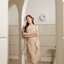 Serene Flutter Sleeve Midi Dress : สีแชมเปญ
