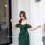 Kathy Off Shoulder Dress - สีเขียวเข้ม **มีแต่S**