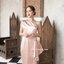Micha Layered Silk Satin Dress – Rose Gold : เดรสสั้นสีทองอมชมพู