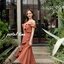 Nella Ruffle Shoulder Dress - สีน้ำตาลอมส้ม