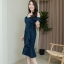 Tertia Off-Shoulder Dress : สีกรม