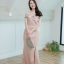 Thea Twist Silk Satin Maxi Dress – Rose Gold : สีทองอมชมพู