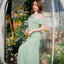 Fay Off-Shoulder Maxi Dress – Pastel Green สีเขียว