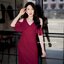 Emily Off-Shoulder Dress : สีแดงเลือดหมู**มีแต่ S**